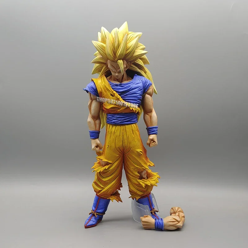 32cm Dragon Ball Z SSJ3 Son Goku Action Figure Replaceable Arm Super Saiyan PVC Anime Collection Model Toys for Children Gift