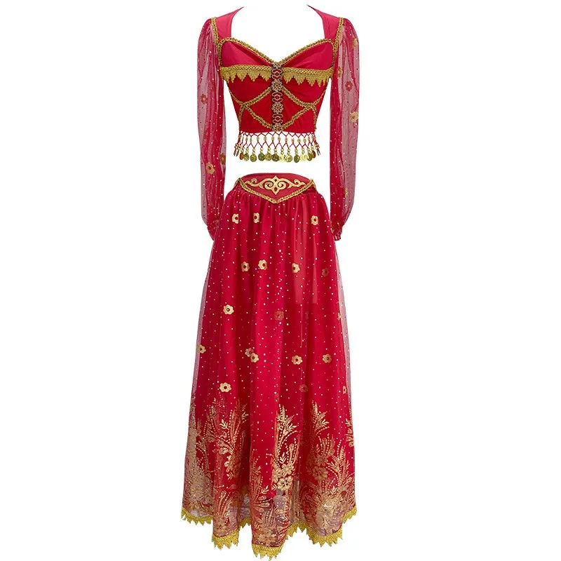 Customized Halloween Cosplay Costume Western Princess Belly Dance Costumes Big Dress Exotic Performance Clothes Set 2-7Pcs