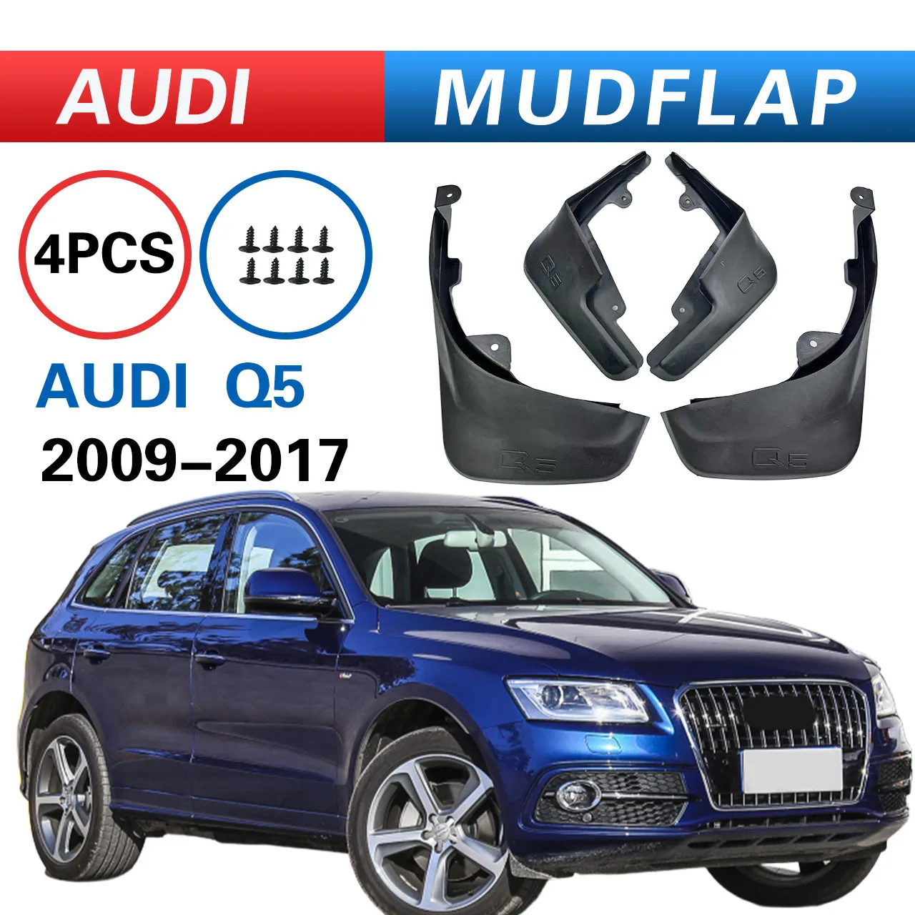 For Audi Q5 2009-2017 mudguard, Splash proof mudguard, front and rear wheel fender