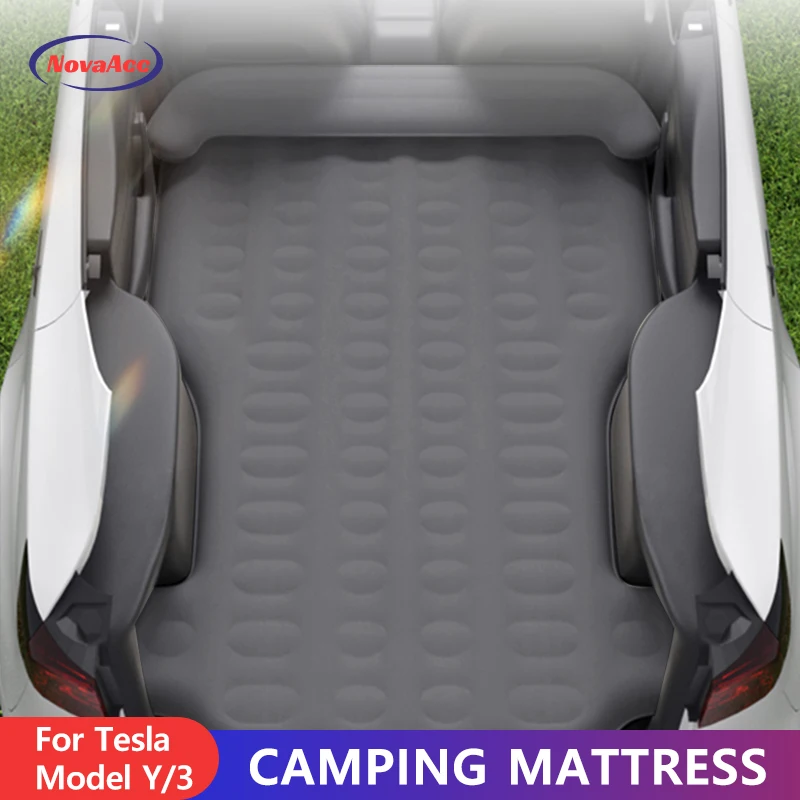 Portable Car Inflatable Mattress Memory Foam for Tesla Model Y 3 X Outdoor Camping Flocking Surface With Air Pump Accessories