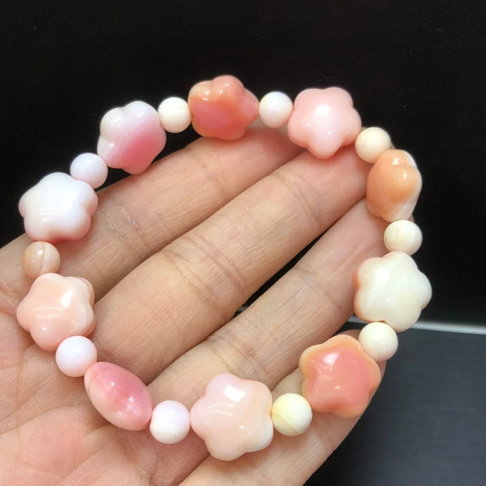 13MM Natural Shell Stone Star Bead Bracelet Fashion Wealthy Fortune Stone Round Beads Jewelry Gift 1pcs