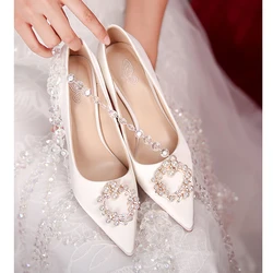 Women Flat Ballet Shoes Flat Heel Pearls Pointed Toe Silk Flats Banquet Bride Shoes Elegant Lady Shoes Wedding Shoes Size 31-45