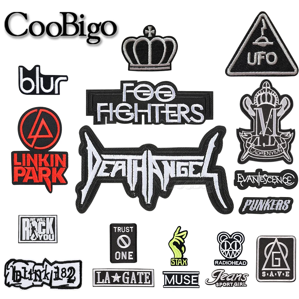 Rock Band Patches Iron On Embroidered Badges Thermo Adhesive Punk Hippie Stickers for Clothes Applique Bags Sewing Decoration