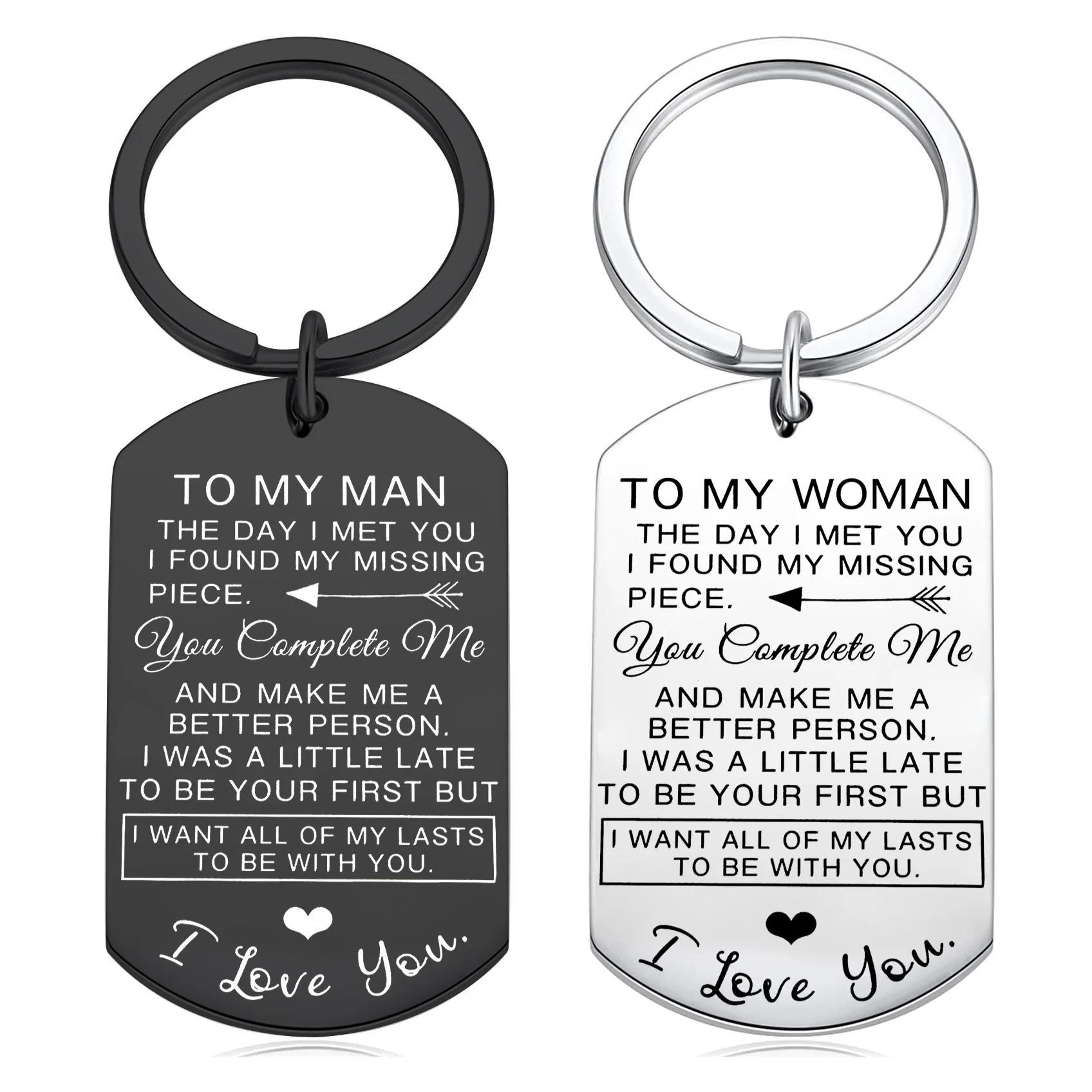 Valentines Day Gifts Keychain To My Man I Want All of My Lasts To Be with You Key Chain Keyring Anniversary for Him Husband Gift