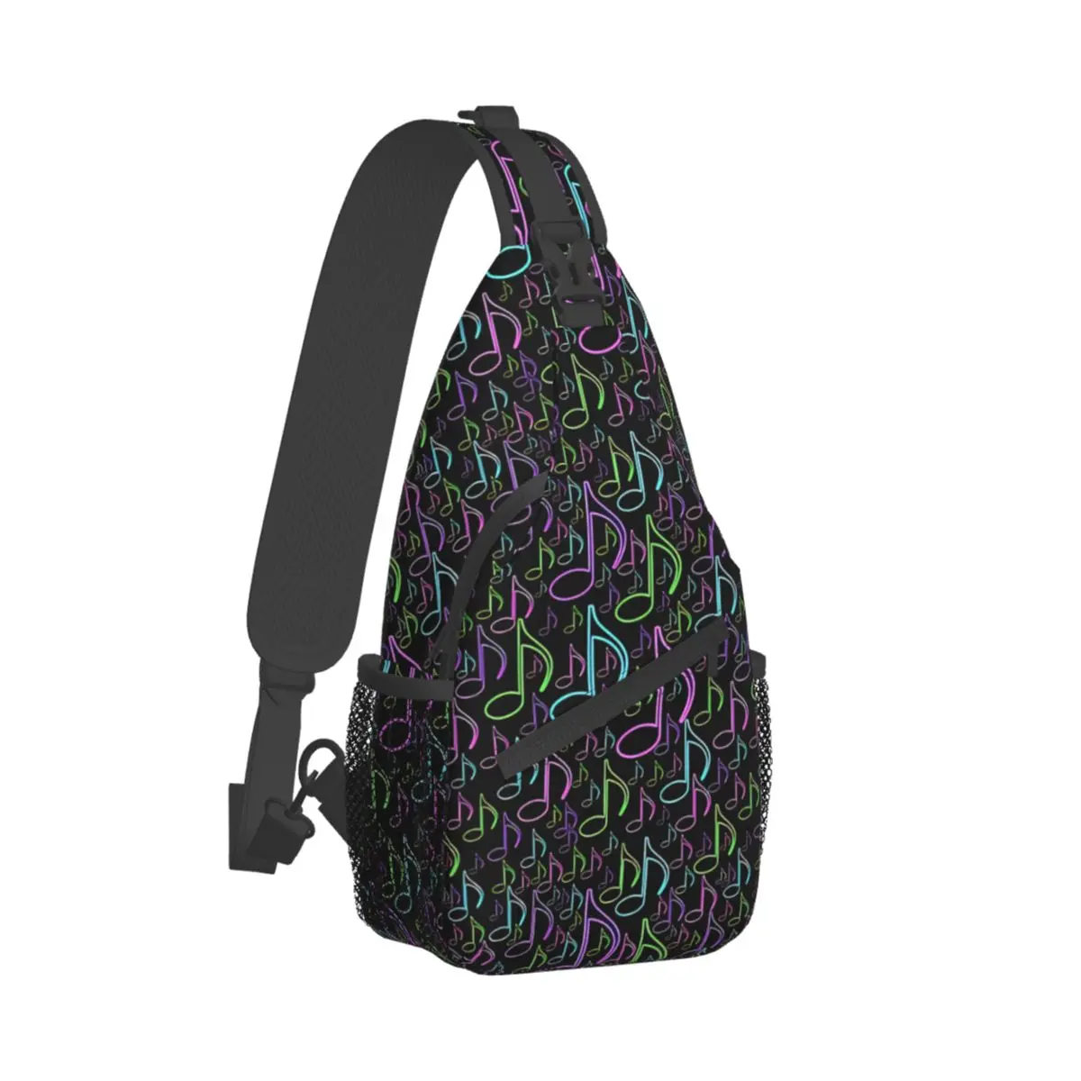 

Vibrant Neon Musical Notes Crossbody Chest Bags Neon Pattern Pockets Travel Pack Messenger Sports Teens Shoulder Bag Unisex