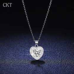 White Gold Pendants 1 Carat Moissanite Diamond Necklace for Women Fashion Heart Heart Platinum Pt950 Pendant Wedding Jewelry