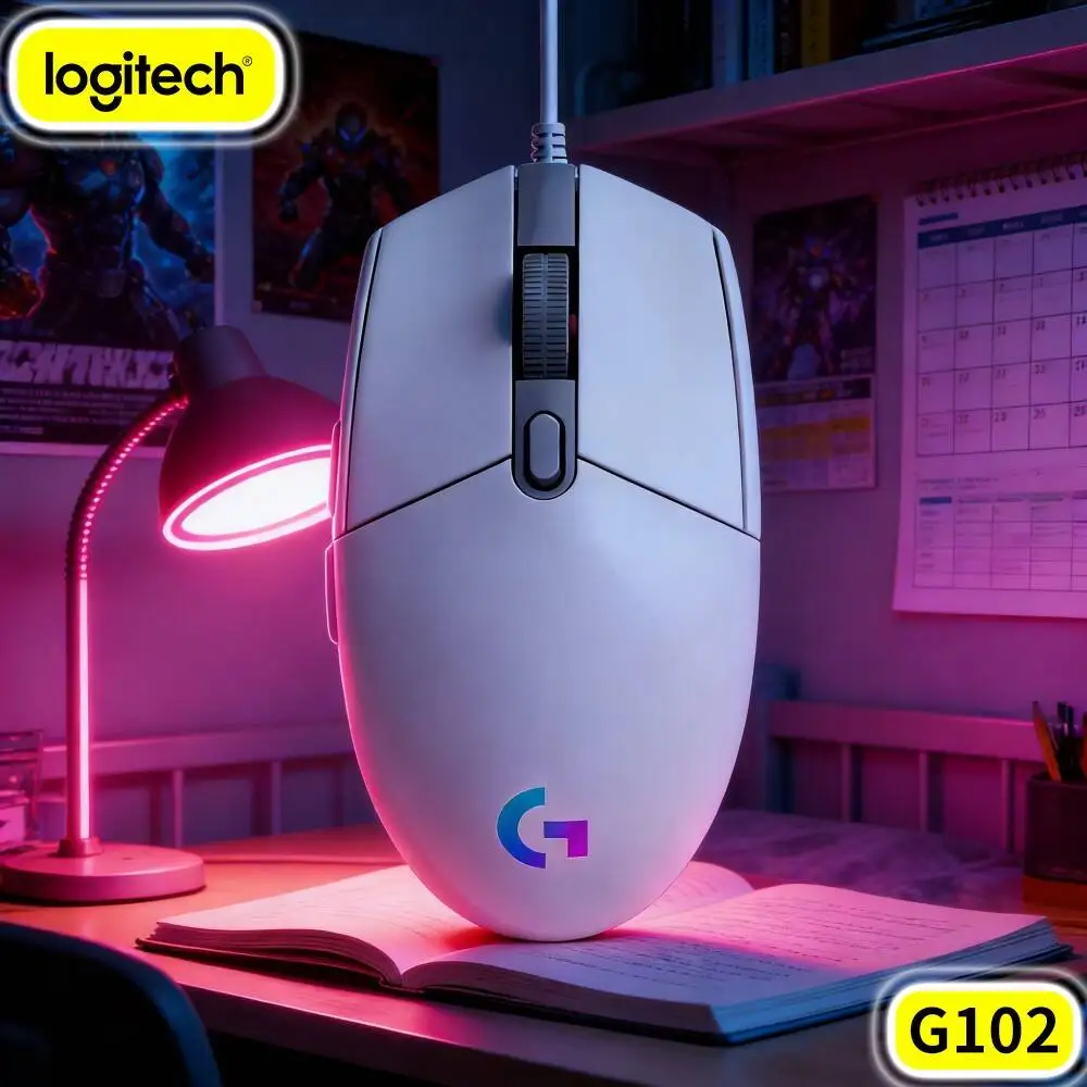Logitech G102 Wired Gaming Mouse,High Stability Glide Feet Deliver Seamless Sliding On Various Desktop Materials