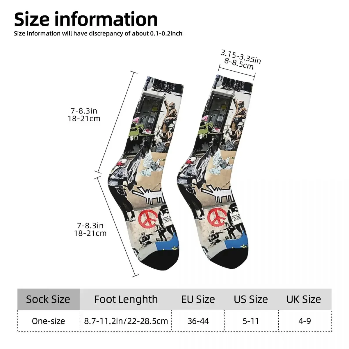 Banksy Collage Socks Harajuku Sweat Absorbing Stockings All Season Long Socks Accessories for Unisex Birthday Present