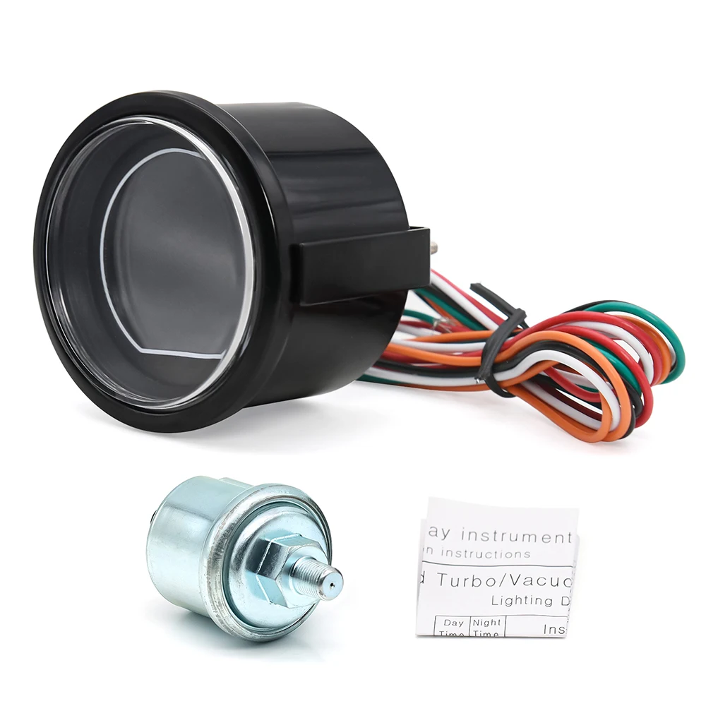 52mm Universal Auto Tachometer RPM Boost Water Temp Oil Temp Oil Pressure EXT psi Oil Press&Temp Sensor LCD Dual Digital Display
