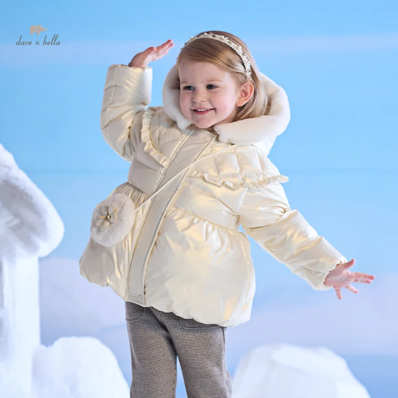 

Dave Bella Children Girls Cute Tops Outerwear 2024 Autumn Winter Casual Cotton Duck Down Overcoat Outdoor Warm DB4242513