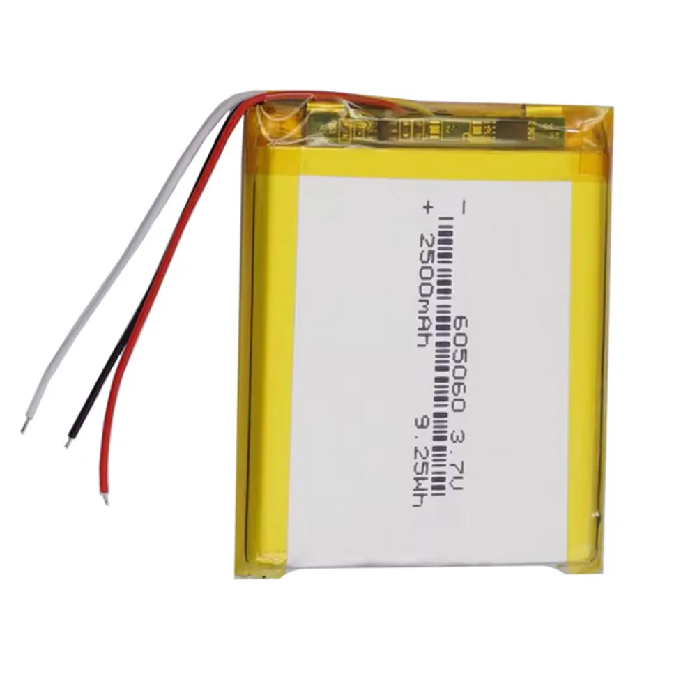 1-10pcs 3 Wires 3.7V 2500mAh 605060 Lithium Polymer Battery for MP3 MP4 MP5 GPS DVD Point Reading Machine Toy Bluetooth Headset