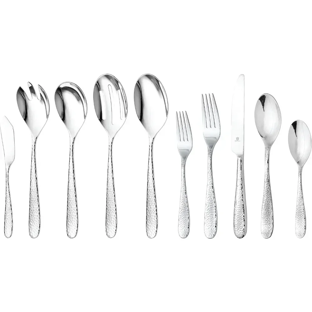 

Dinner Set 45 Piece Silverware Set For 8 Stainless Steel Cutlery Dinnerware Sets Mirror-Polished Dishwasher Safe Cutlery Fork