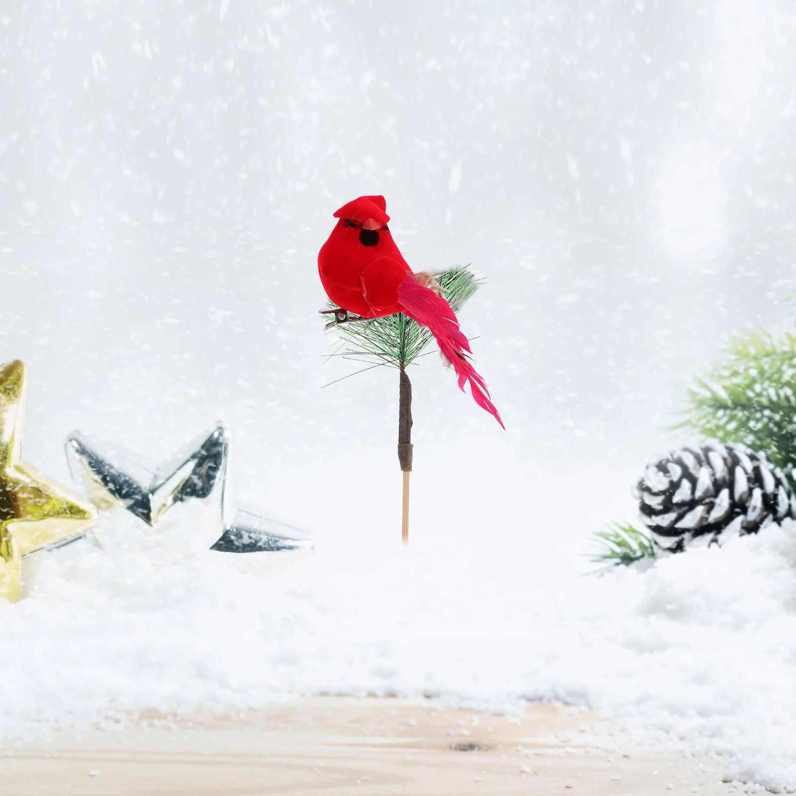 

2pcs Red Bird Decorations Simulated Lifelike Birds With Clip For Christmas Tree Ornaments Festive Home Office Decor Artificial