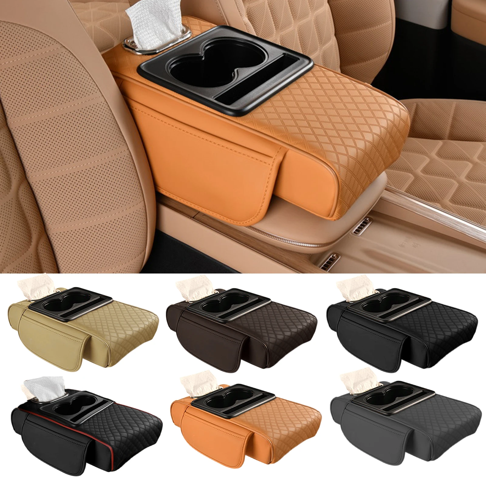 SEAMETAL Car Arm Rest Extension Cushion Multifunctional 7.5CM Thicken Center Console Box Cushion Elbow Support Pad Car Organizer