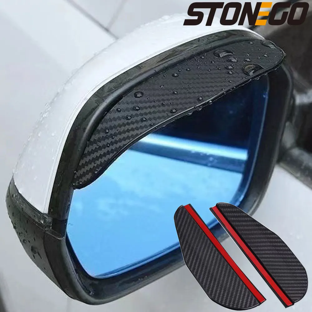 STONEGO Car Mirror Rainshield Thickened Carbon Fibre Car Reflective Reversing Mirror Rain Brow Rainshield