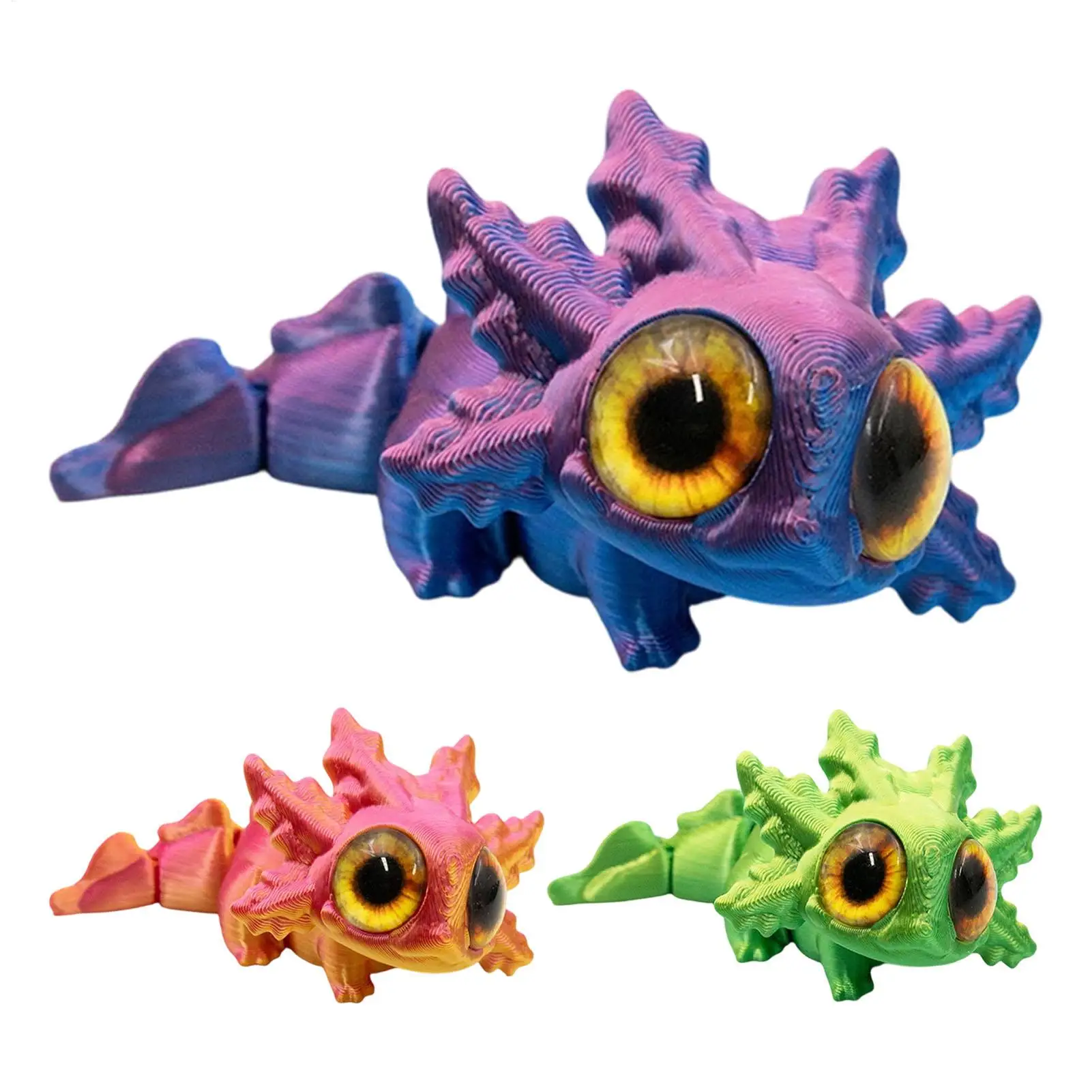 3D Printed Axolotl Articulated Fidget Figurine Moving Joints Big Eyes Animal Toy Desk Home Decor Holiday Gift Party Favor