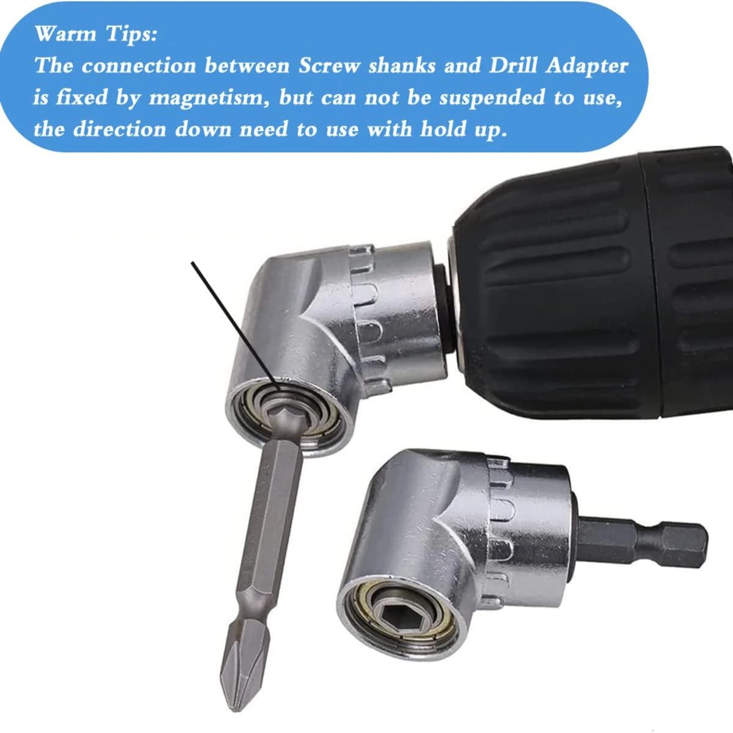 Эргономичный адаптер для сверла под прямым углом 105 градусов с шестигранным хвостовиком 1/4 дюйма — удобный отвертка, угловой держатель бит для точности