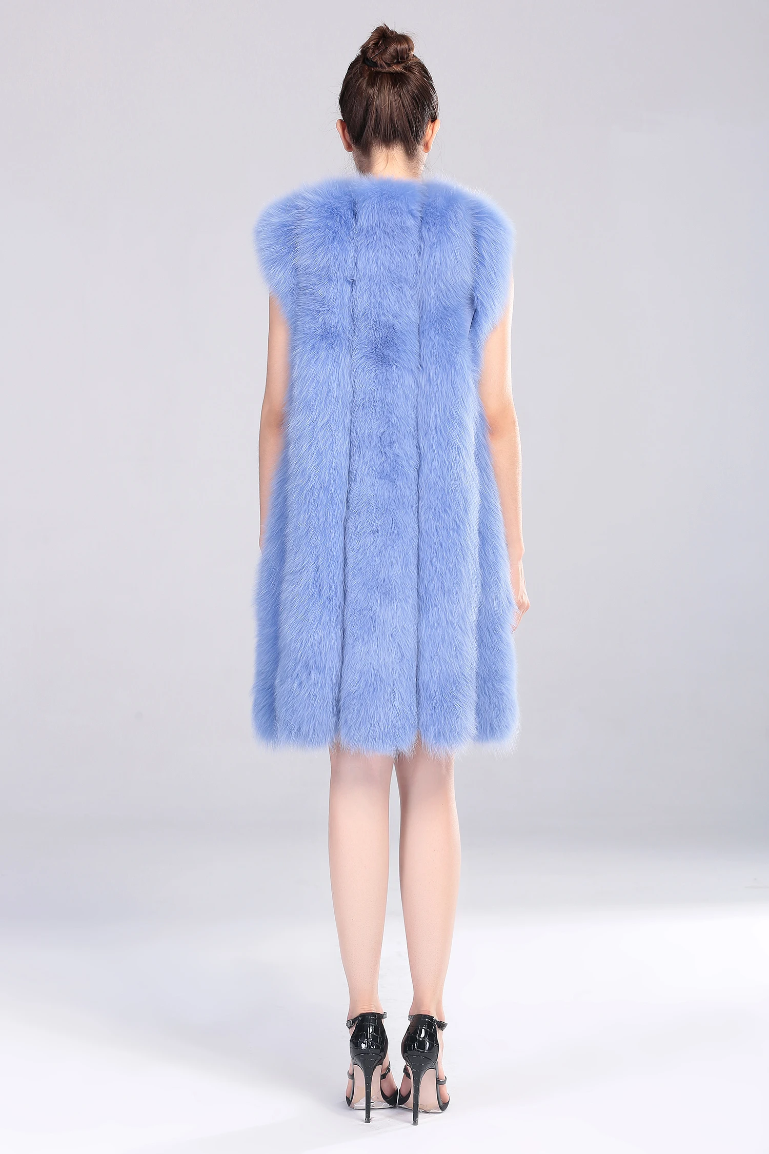 Fashion Long Type Real Fox Fur Vest Dyed Fox Fur Gilet