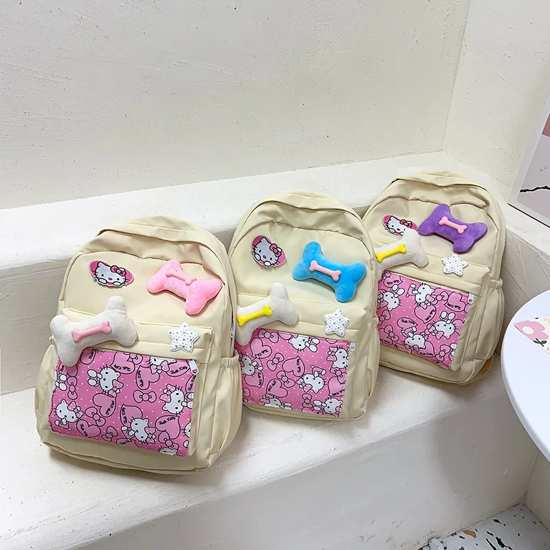 

2025 new niche cute cartoon KT cat bone backpack small fresh student backpack casual large capacity backpack