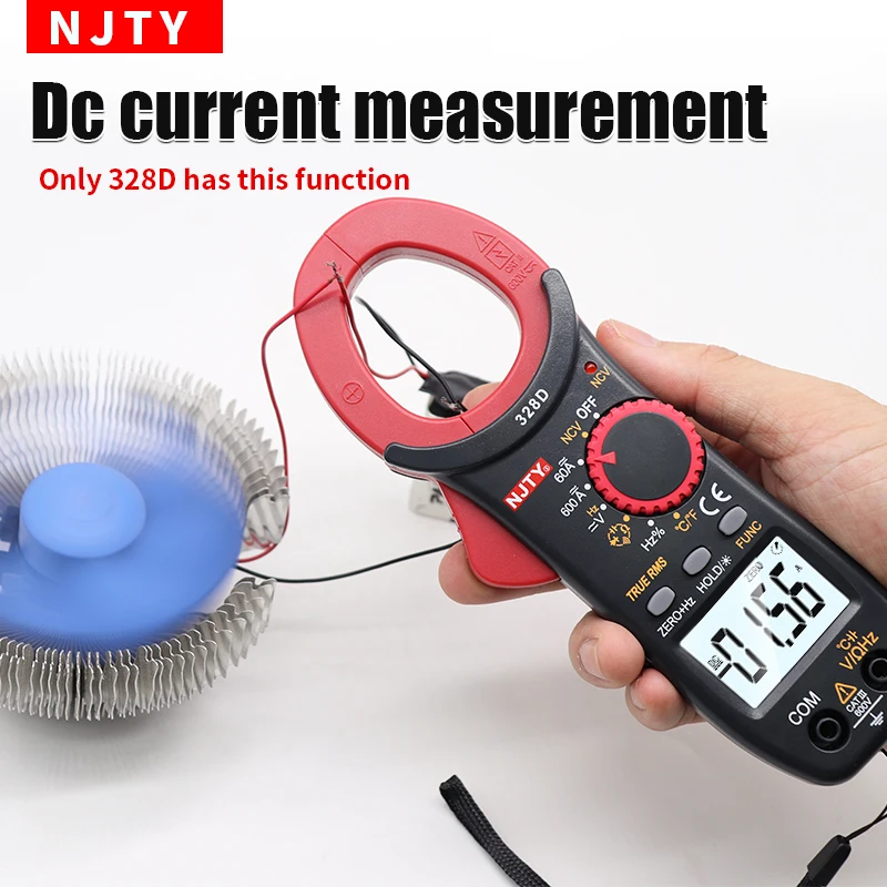 NJTY 328D Clamp Meter NCV 600A With Temperature Test Auto True RMS High Precision Multimeter Resistance Frequency Capacitance