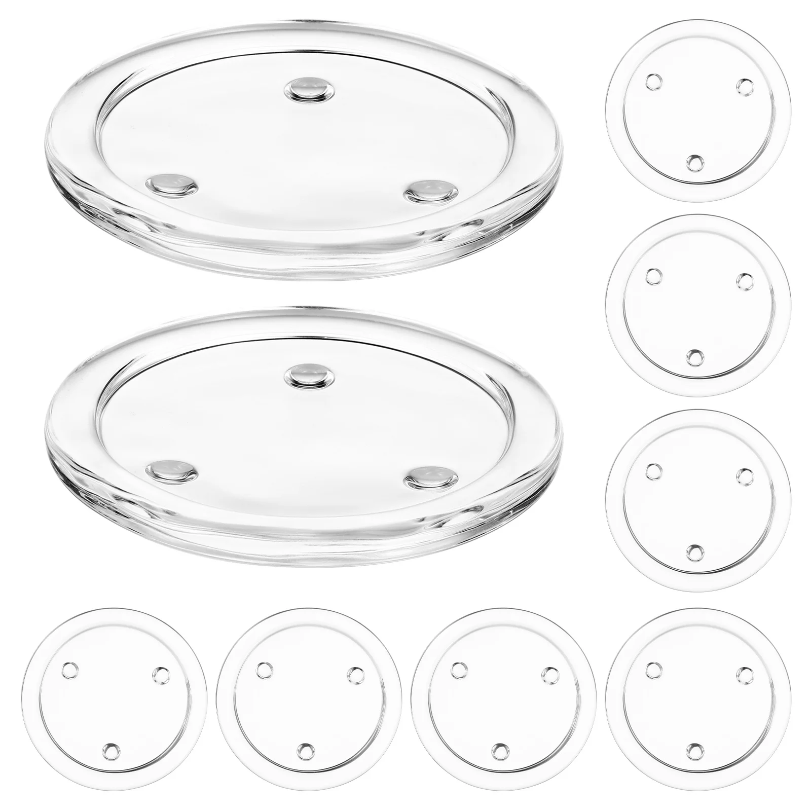 10Pcs Glass Tray for Holders Stylish Modern Design Suitable Wedding Decoration Vanity Accessory Compact Lightweight Set