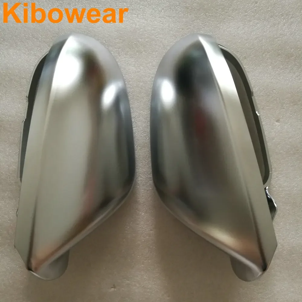 Kibowear for Audi A6 S6 C7 4G Side Wing Mirror Covers Caps Silver Matte Chrome 2013 2014 2015 2016 2017 2018 Aluminum Brushed