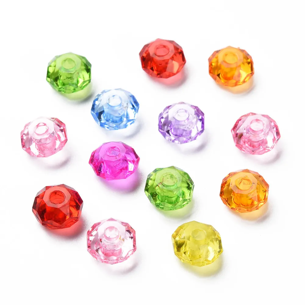 

500g Transparent Acrylic Beads Flat Round Mixed Color 8x5mm Hole: 2mm about 2800pcs/500g