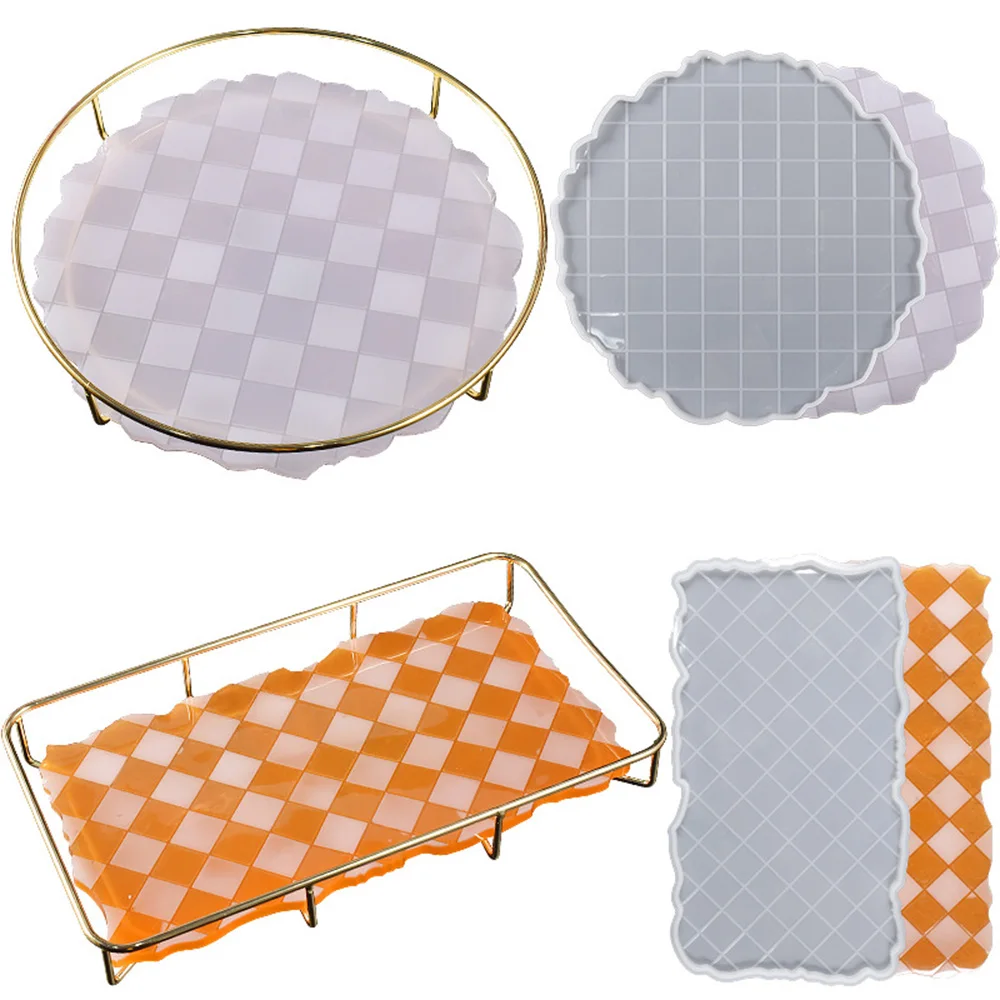 DIY Tray Silicone Mold Large Rectangle Tray UV Resin Mold Crystal Epoxy Silicone Mold Fruit Disc Tea Plate Tabletop Coaster