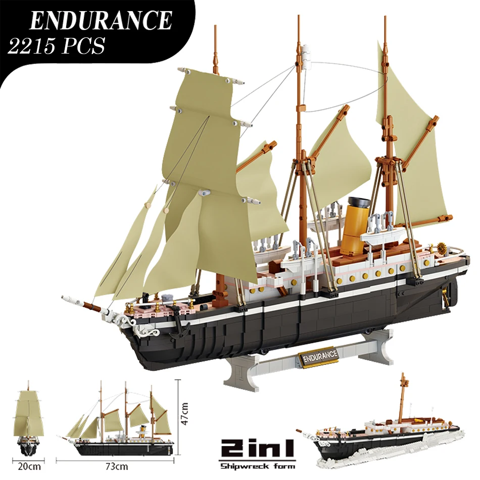 

2215 PCS The Endurance Sailing Vessel Ships Model Building Blocks Transformable Shipwreck Forms Assembly Bricks Toys Kids Gifts