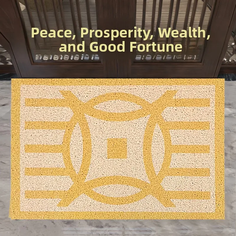 

Yellow Feng ui Entrance Mat Luy Gold Silk Circle Doorway l Mat Chinese Five Elements Large Door Mat Home Decor Rug