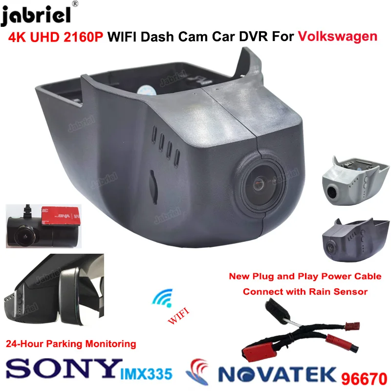 

4K Dash Cam Car DVR Dual Lens for Volkswagen VW Atlas Golf Tiguan II 2 mk2 Passat Arteon Sharan Touran B8 CC Caddy Skoda Dashcam