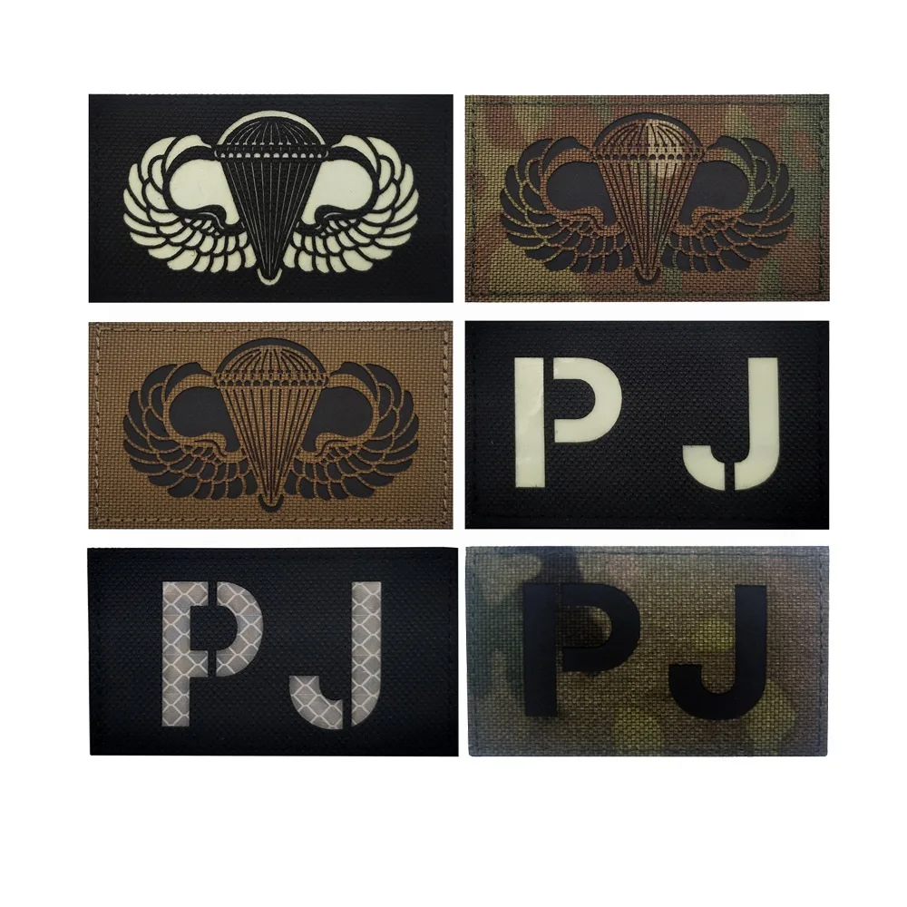 PJ Airborne Paratrooper Reflective IR Tactical Patch Parachutist Tactical Badge Hook & Loop Applique for jacket backpack