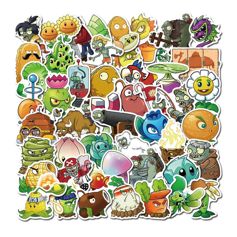 50 Non-repetitive Game Plants Vs. Zombies Series Stickers Mobile Phone Case Notebook Water Cup Decoration Stickers