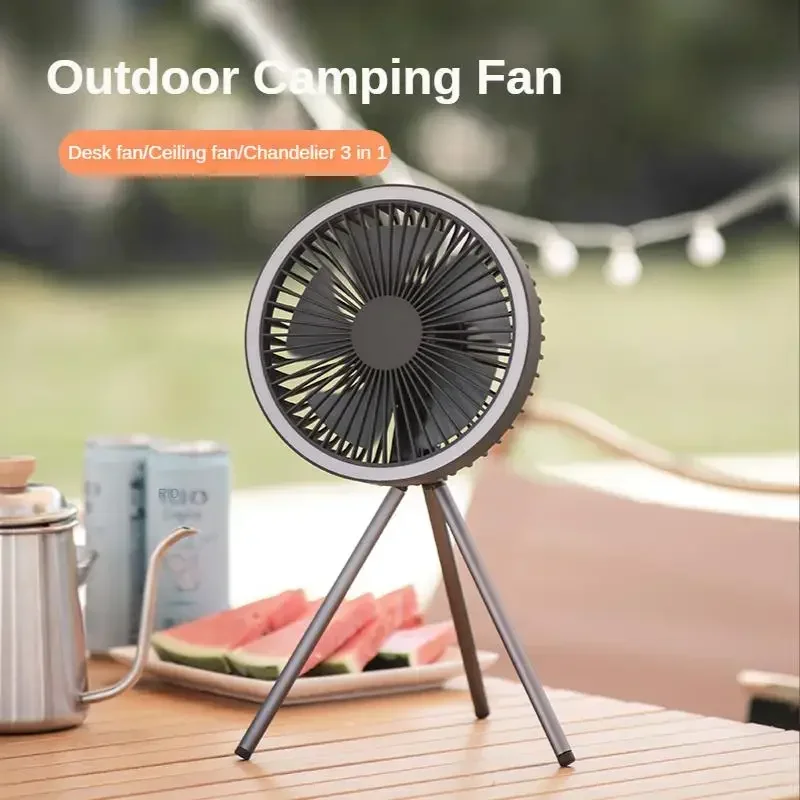 DQ212 Air Cooling Fan USB Chargeable Desk Tripod Stand with Night Light Portable Outdoor Camping Ceiling Fan Home Appliances