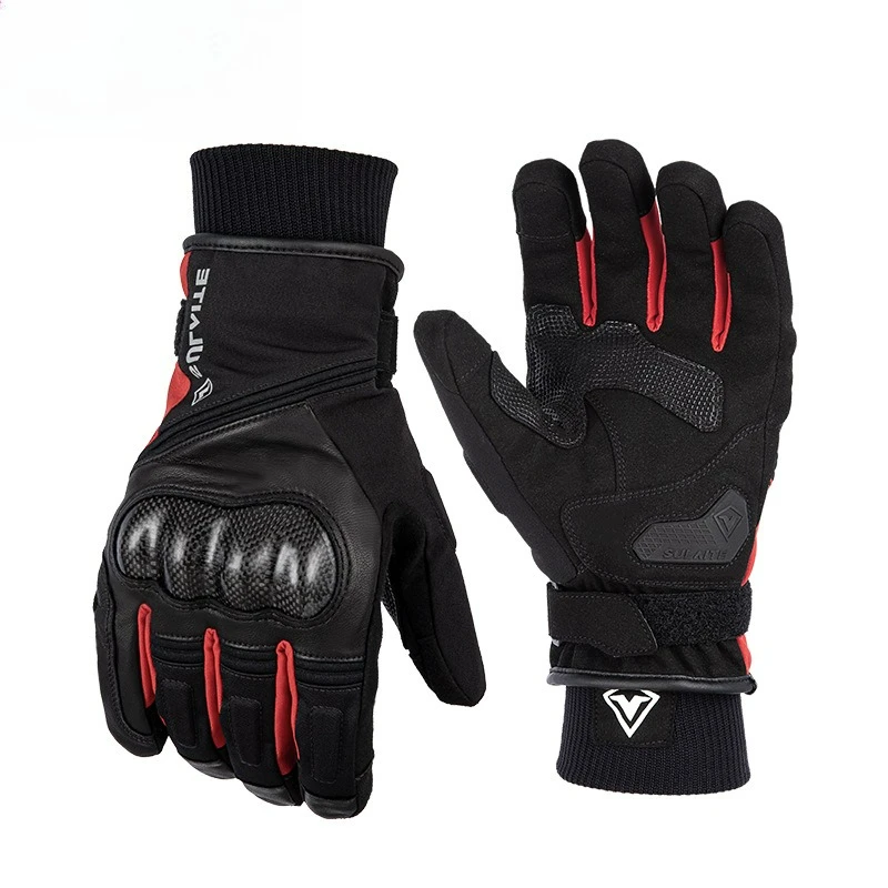 Motorcycle Gloves Waterproof Windproof Fleece Lined Touch Screen Carbon Fiber Protection Moto Ebike Riding Antifall Biker Gloves