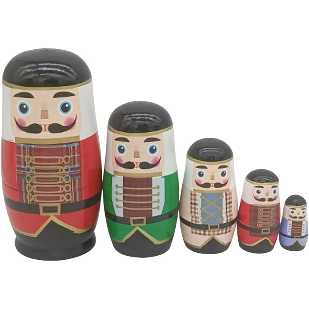 

Nutcracker Nesting Dolls for Kids Household Wood Toy Russian Stackable Toys Children Decorative Party Gift Matryoshka Stacking