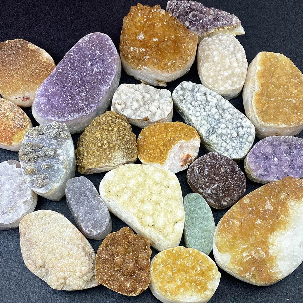 Natural Colorful Amethyst Citrine Jingzhen Cluster Mineral Specimen Healing Energy DesktopHome Decor
