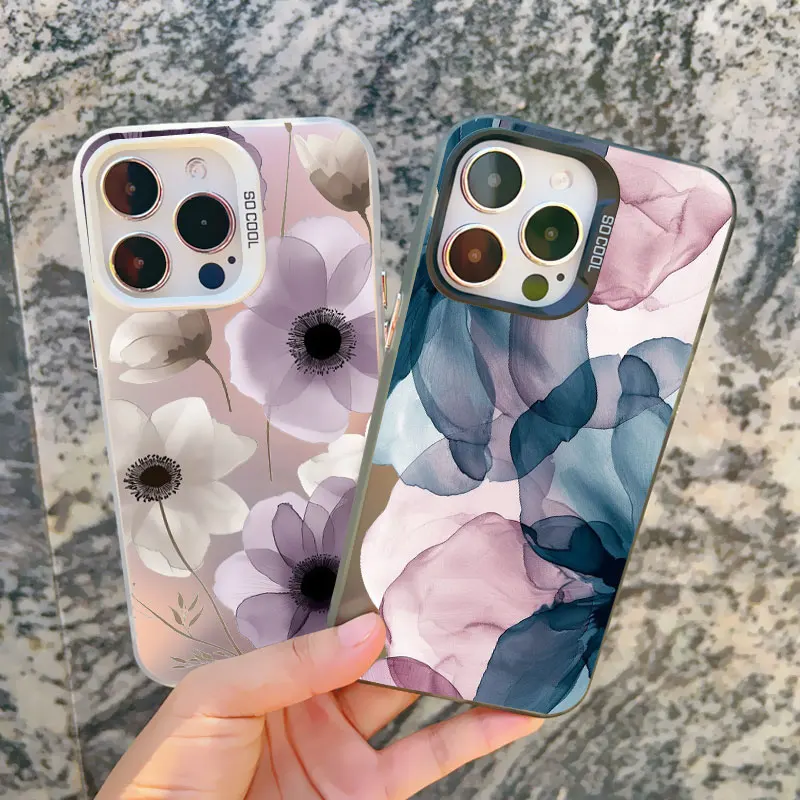 

Watercolor Nice Flowers Phone Case for IPhone 13 Mini 15 16 Plus 15 14 13 12 11 Pro Max Shockproof Matte Laser Back Cover Fundas