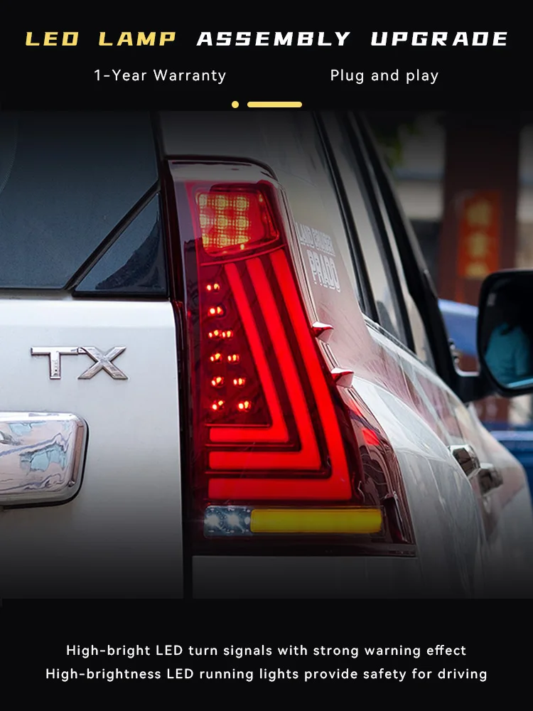 

Taillight For Toyota Prado 2010-2021 LC150 Full LED Car Lights Fashion Projector Bifocal Lens DRL Signal Lamp Accessories