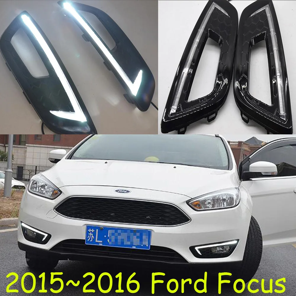 Car Bumper Headlight For Ford Focus Daytime Light 2015~2017y DRL Car Accessories LED Headlamp For Ford Focus Fog Light