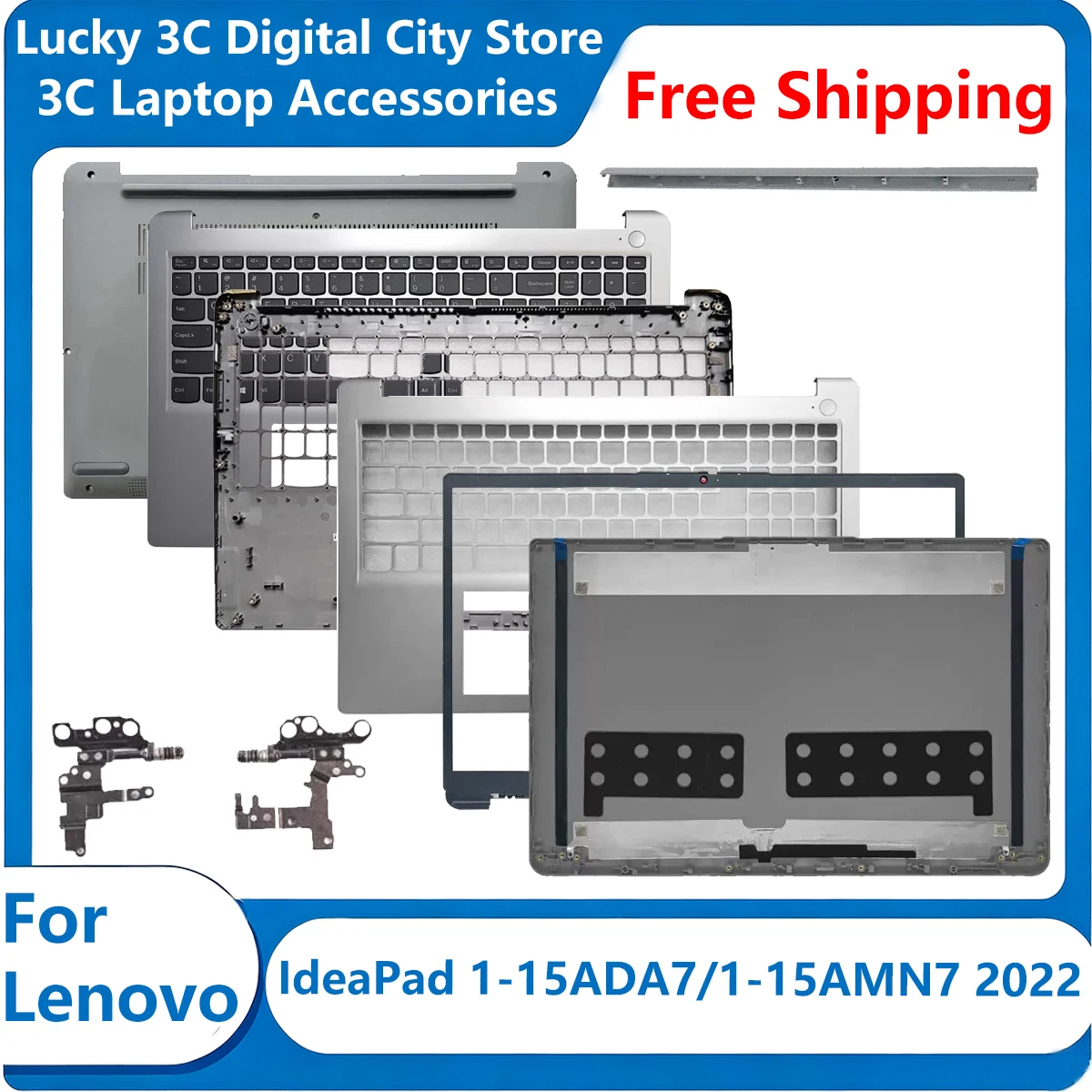 New For Lenovo IdeaPad 1‑15ADA7/1‑15AMN7 2022 Replace Laptop LCD Back Cover Front Bezel Hingecover Palmrest Keyboard Bottom Case