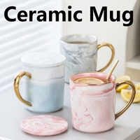 400ml Ceramic Mug Gold Rim Nordic Coffee Cup Couple Anniversary Gift Breakfast Oatmeal Valentine's Day Gift Teacup Milk Cup