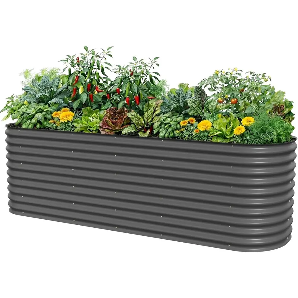48 High Raised Garden Bed Kits, 4ft x 8ft x 2.7ft Outdoor Planter Boxes, Deep Root 10-in-1 Metal Beds for Vegetables and Fruits