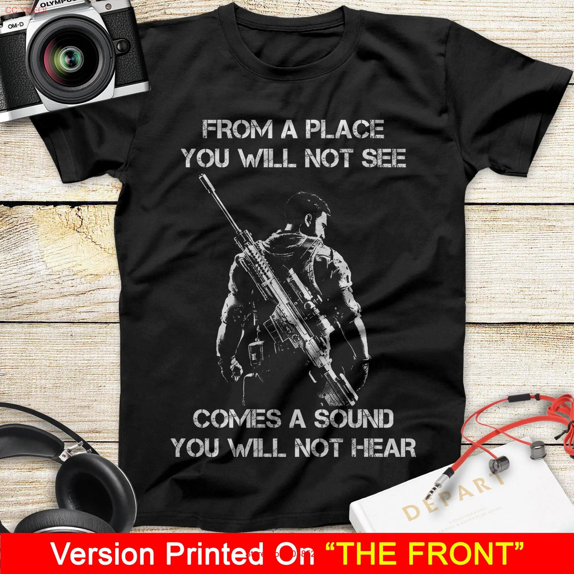 Из места, вы не увидимся приходит звук, футболка-снайпер на день отца, память о ветеране матери