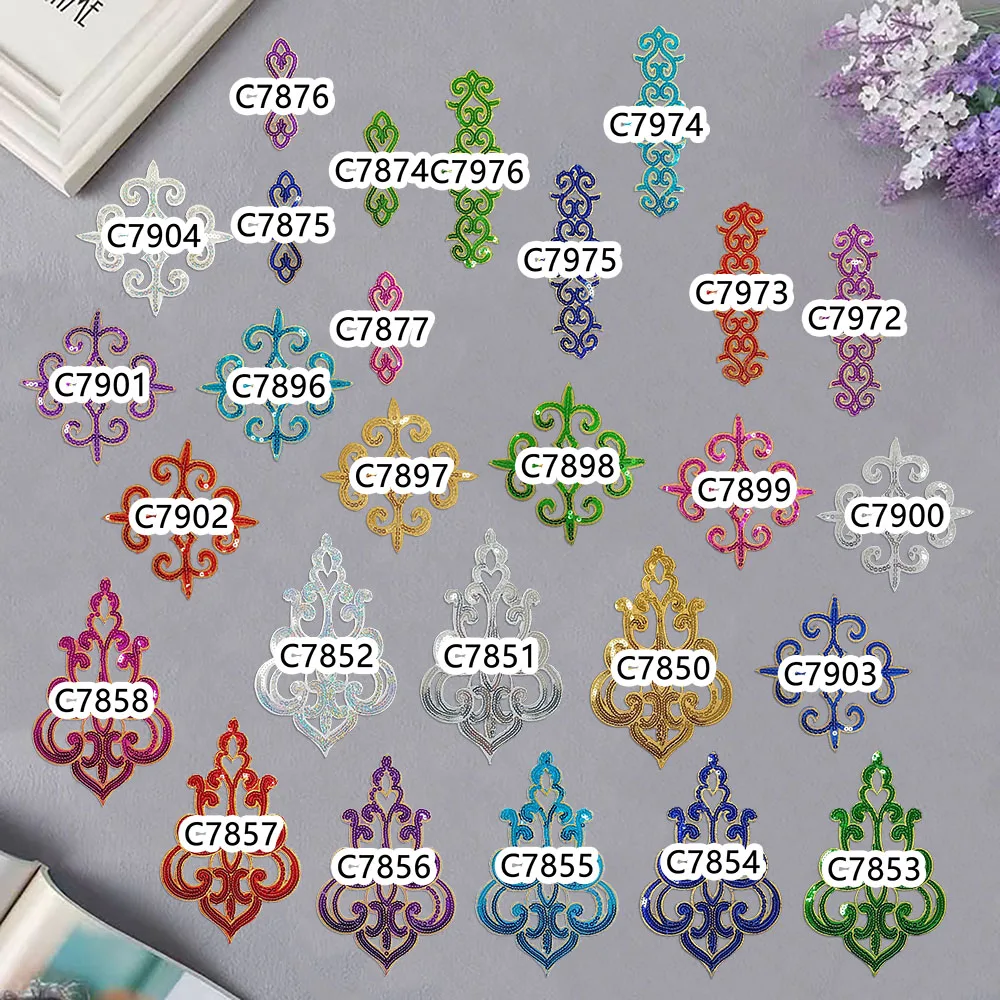 Embroidery Hot melt adhesive ironing Sequin pattern hollow out DIY Sewable repair decorate collocation clothing clothes patches