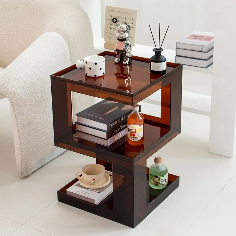 Acrylic sofa edge corner few living room coffee table storage storage rack bedroom shelf bedside table creative storage