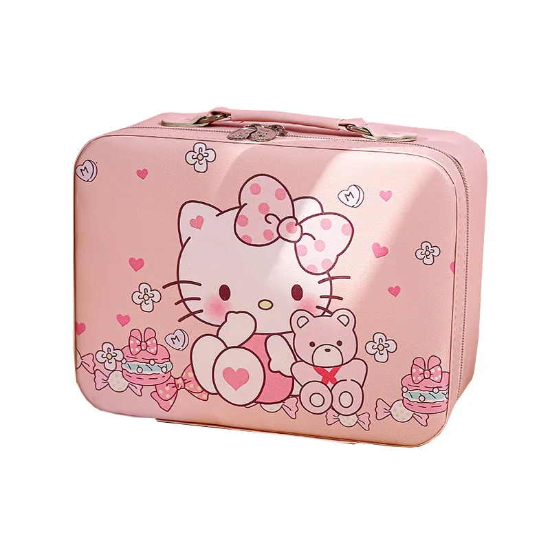 Cute Anime Cartoon Kuromi Makeup Bag Large Capacity Portable Sanrio Makeup Box Makeup Guka Storage Luggage