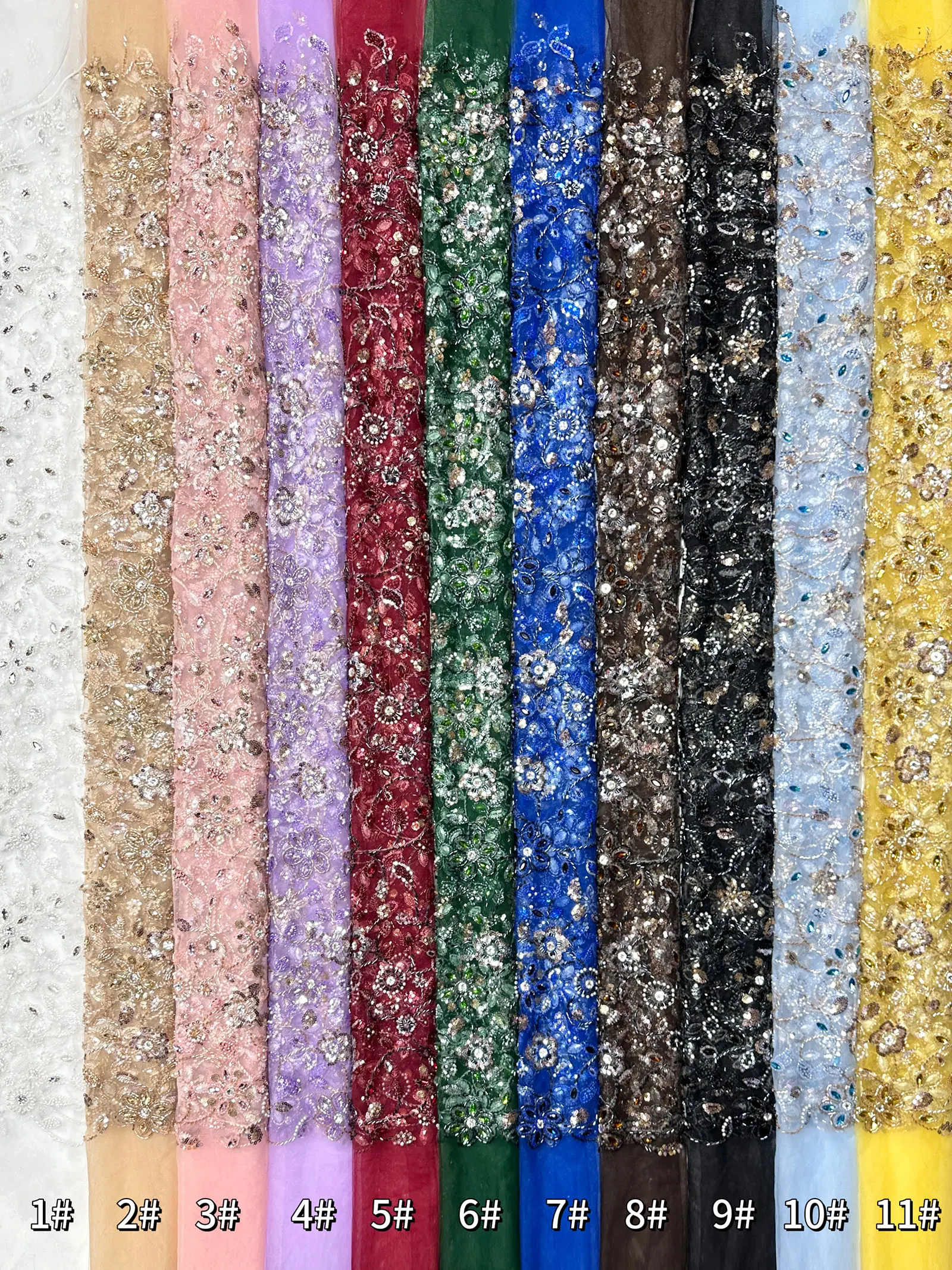 2026 Afrikanischer Spitzenstoff Hochwertiger Französischer Perlen- und Steinstoff 5 Yards Nigerianischer Pailletten-Tüllspitzenstoff zum Nähen von Damen-Partykleidern – Detail 32