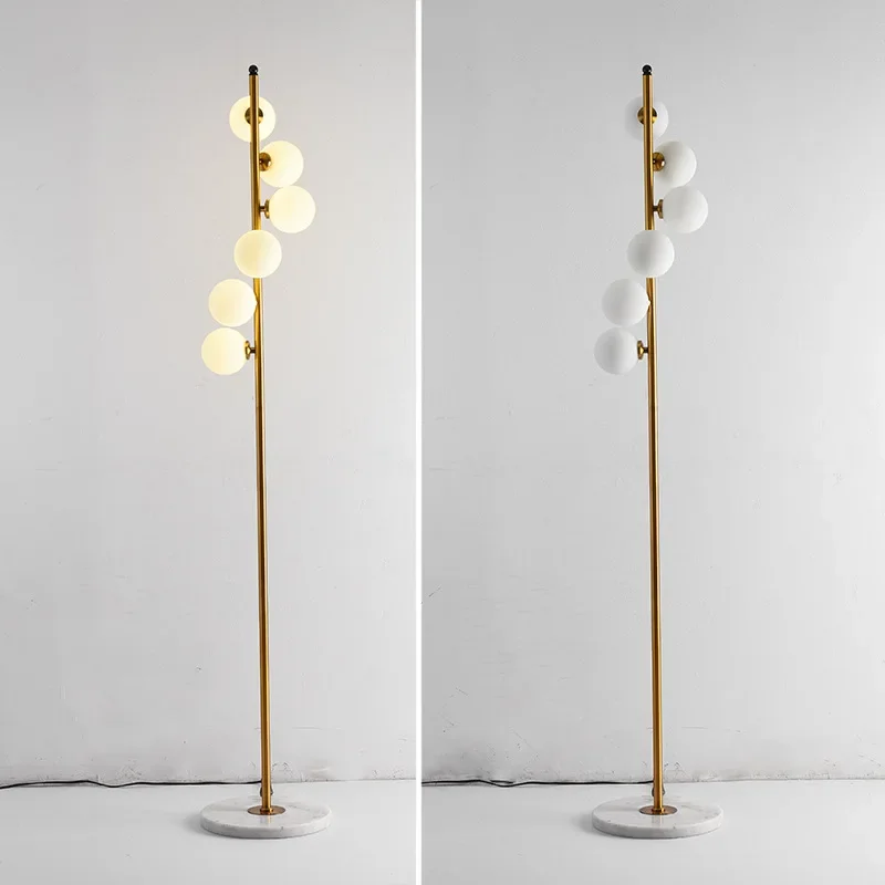 Modern Led Floor Lamp Two-color Iron Glass Ball Floor Lamps for Living Room Bedroom Study Nordic Home Decor Marble Standing Lamp image 5