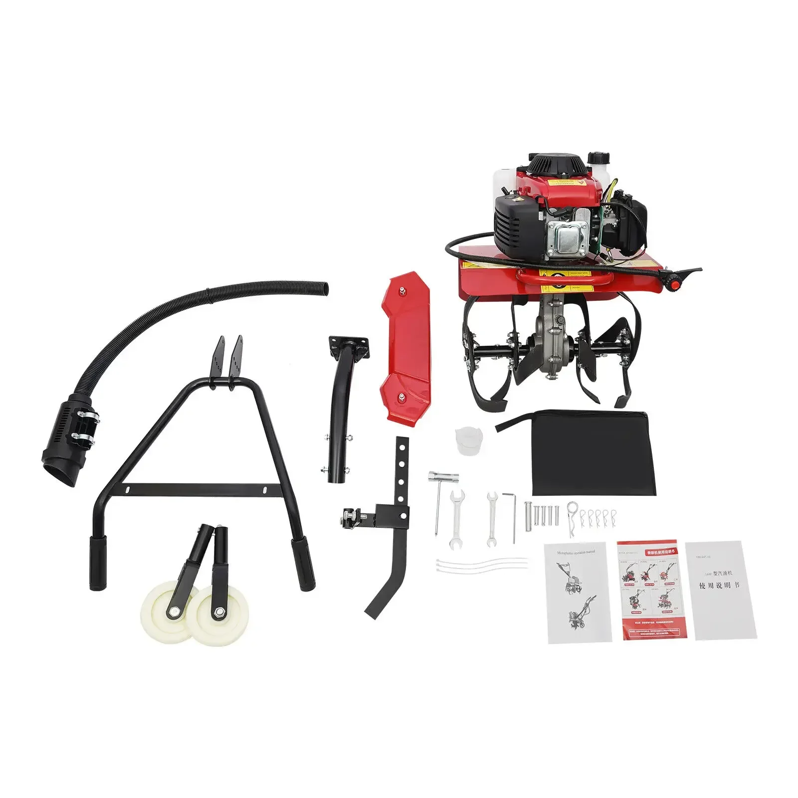 63cc 4ストロークガソリンミニ耕運機 – 庭や土壌作業用の多用途歩行型耕運機